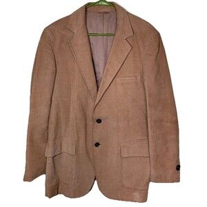 Vintage Men’s Tan Corduroy 2 Button Sport Coat Rustic Professor Jacket Size 42L